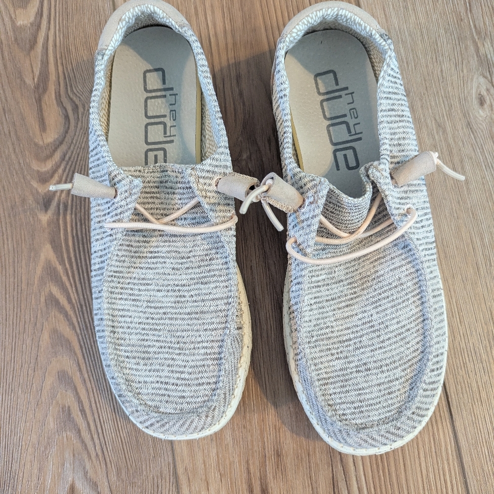 Hey Dude Gray and White Casual Loafers